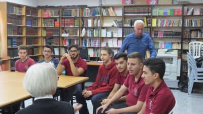 A photo of young men in lecture at Palestinian school, St. George's.