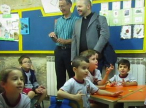 A photo of students in a classroom at St. Georges Jerusalem