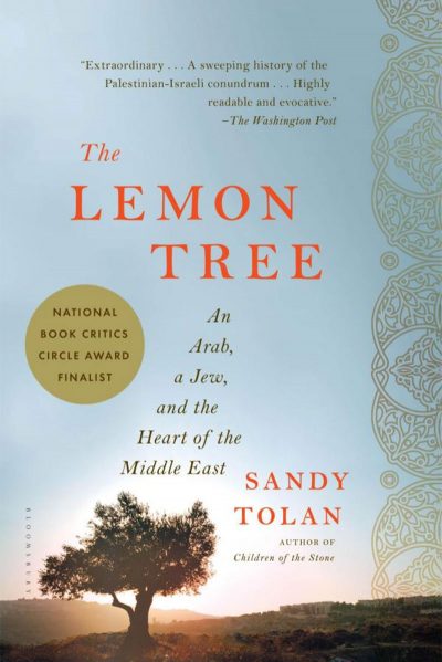 A photo of the cover of the book called The Lemon Tree by Sandy Tolan